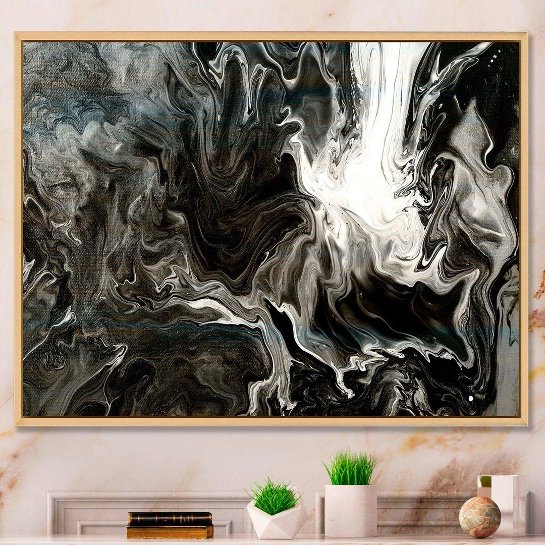 White, grey and White Hand Painted Marble Acrylic IV - Wall Art Prints