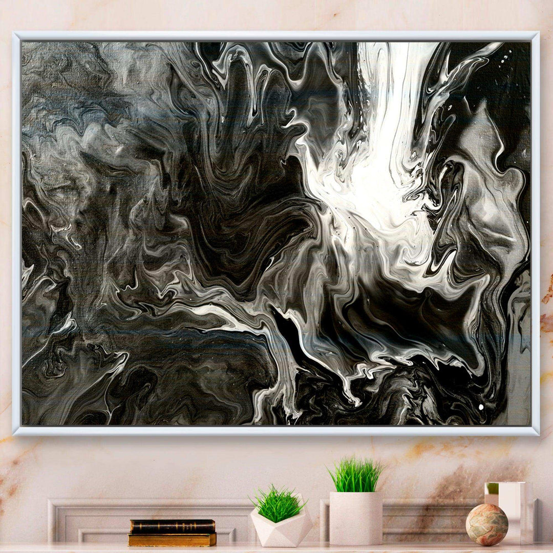 White, grey and White Hand Painted Marble Acrylic IV - Wall Art Prints