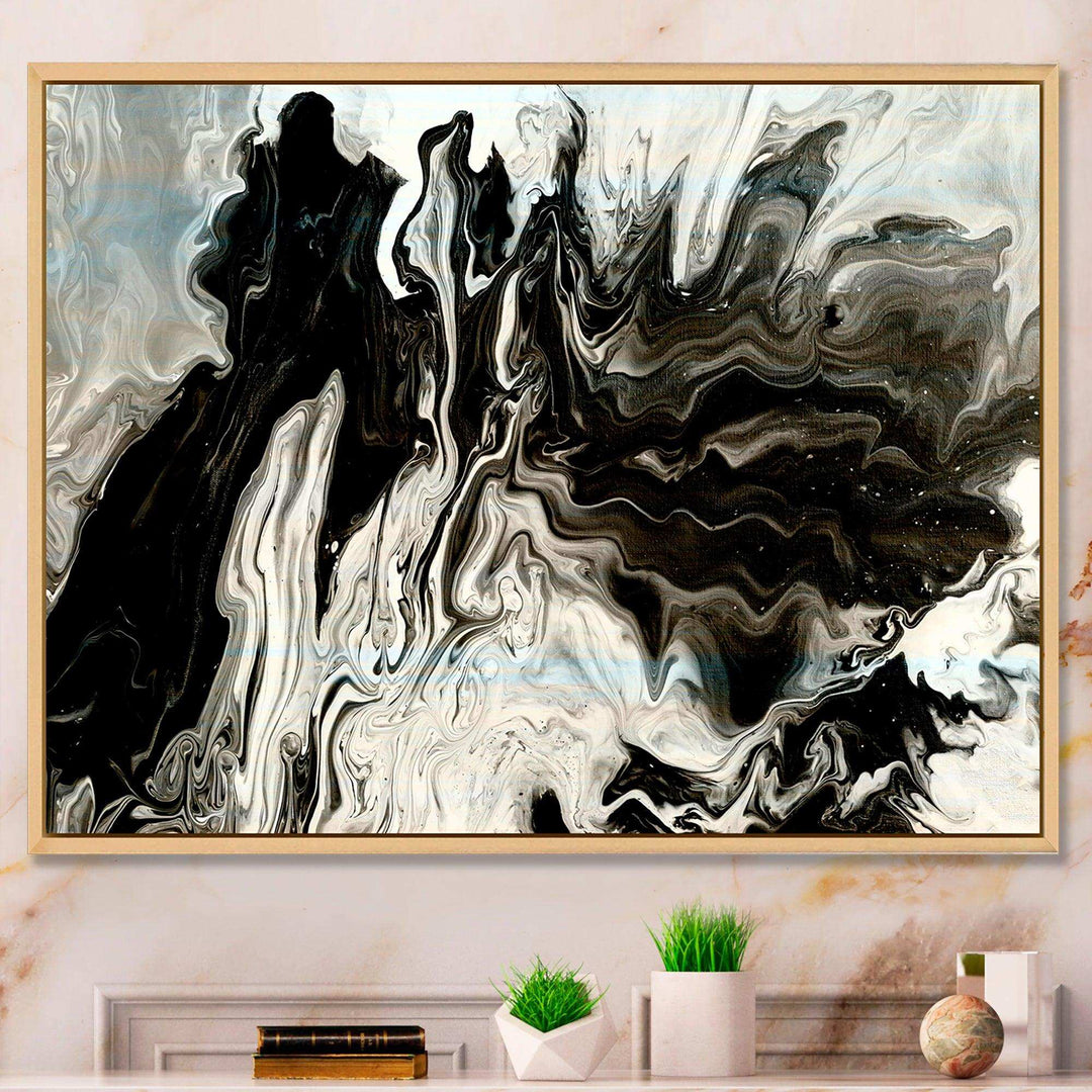 White, grey and White Marble Acrylic IX - Modern Living Room Wall Decor