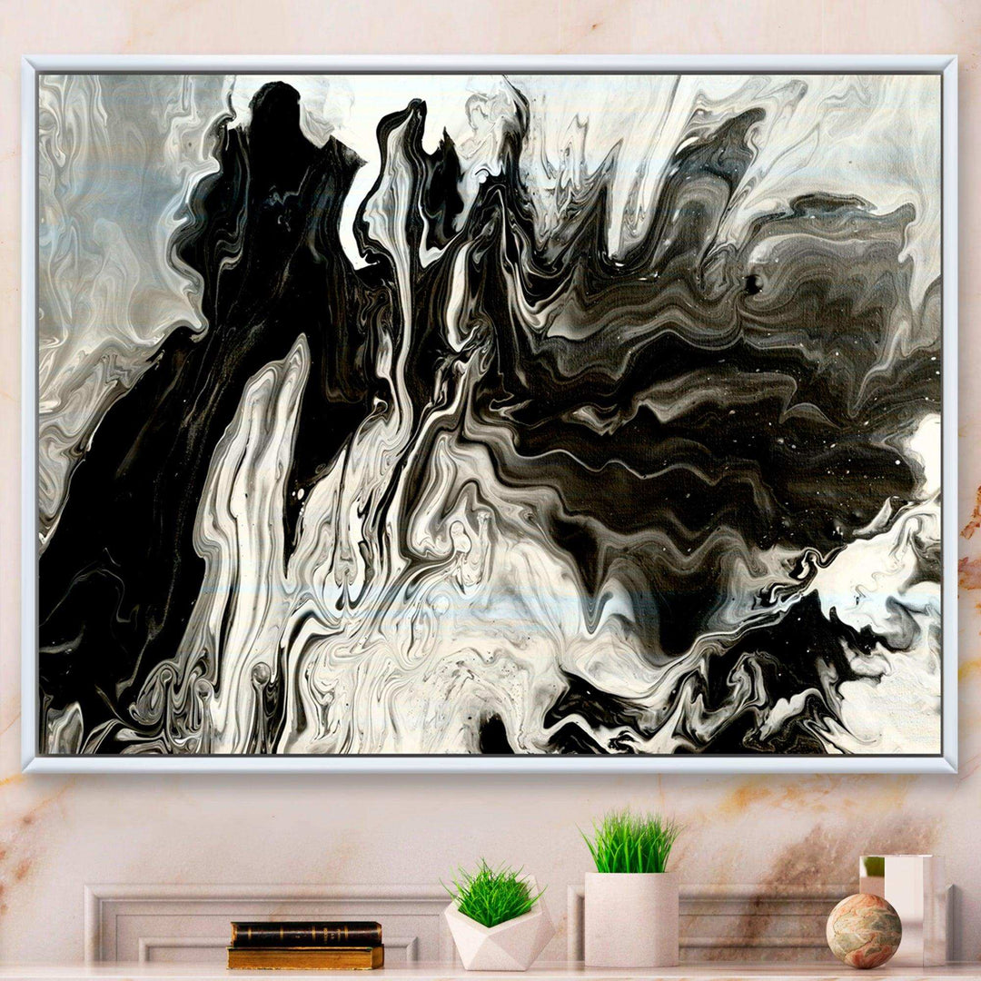 White, grey and White Marble Acrylic IX - Modern Living Room Wall Decor