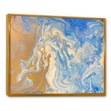 Blue and Gold Liquid Hand Drawn Marble