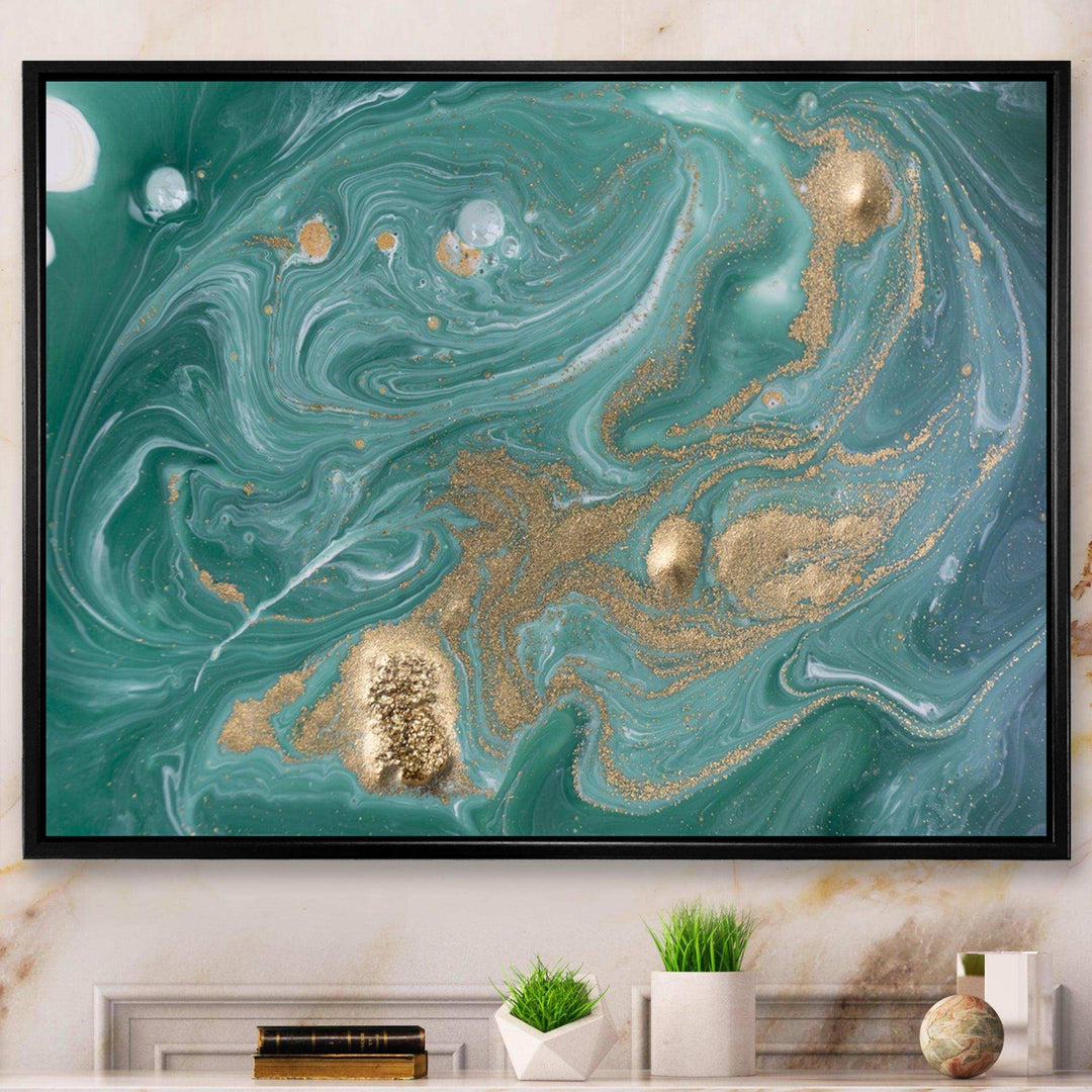 Nature Green and Gold Marble - Bedroom Wall Art