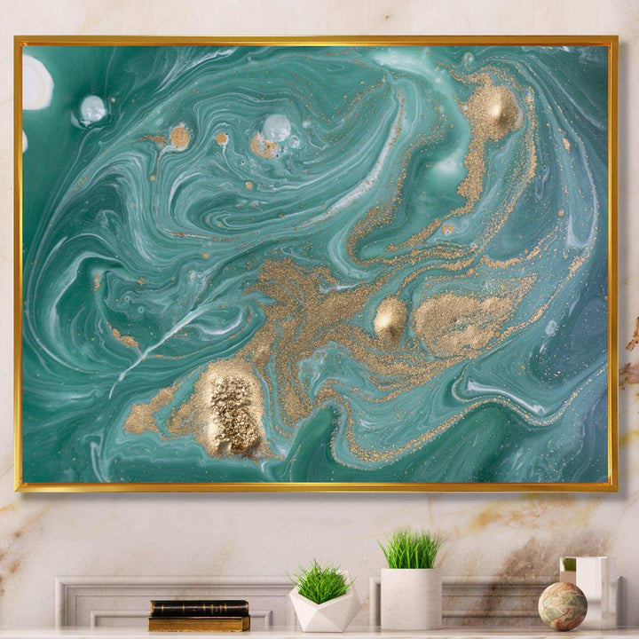 Nature Green and Gold Marble - Bedroom Wall Art