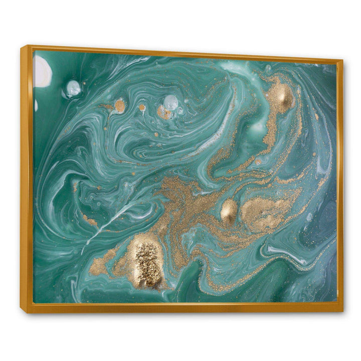 Nature Green and Gold Marble - Bedroom Wall Art