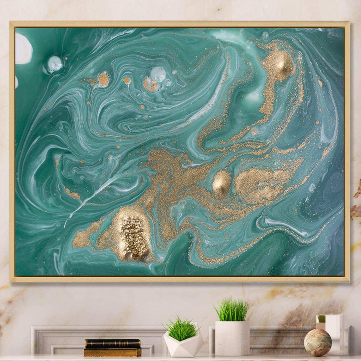 Nature Green and Gold Marble - Bedroom Wall Art