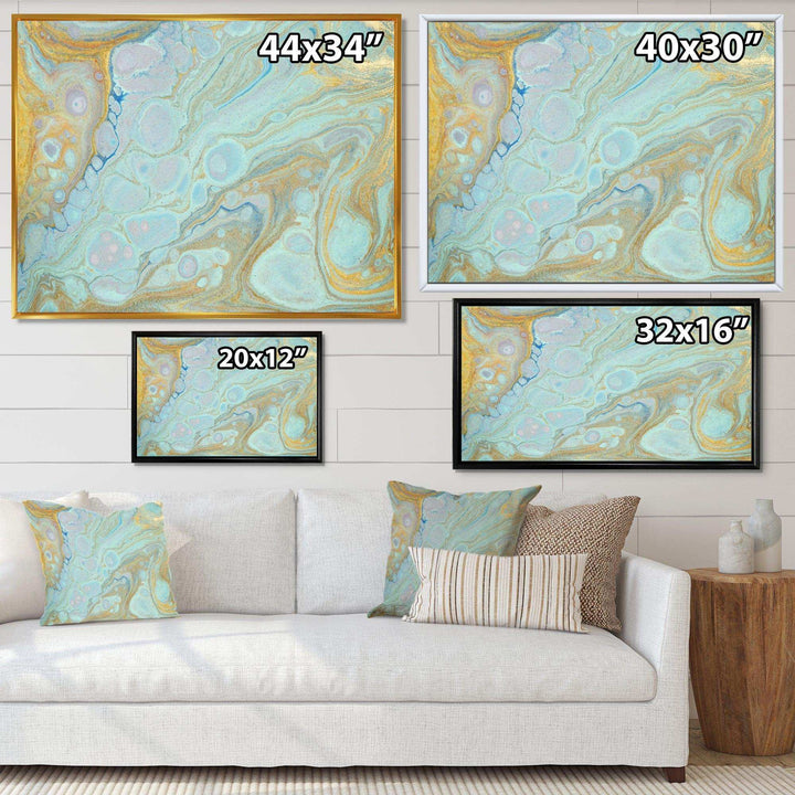 Blue and Gold Marble Agate Ripples II - Wall Art Prints