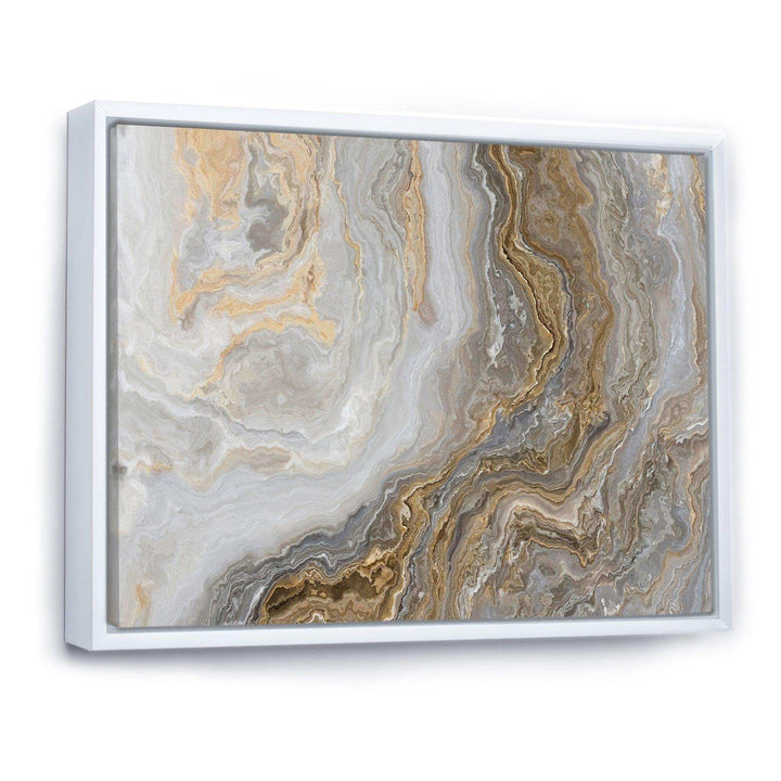 White Marble with Curley Grey and Gold Veins - Bedroom Wall Art