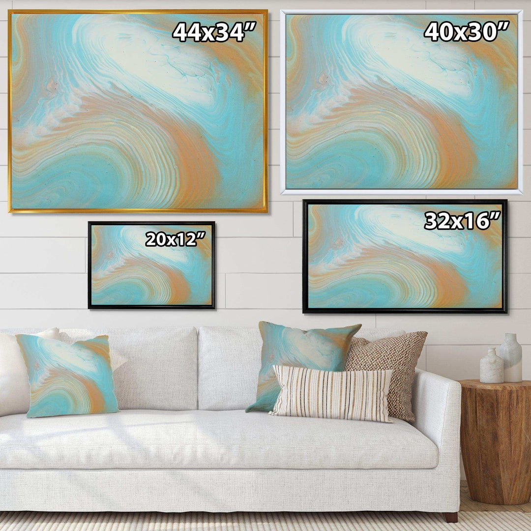 Turquoise Gold and Blue Marble - Bedroom Wall Art