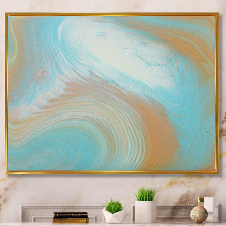 Turquoise Gold and Blue Marble - Bedroom Wall Art