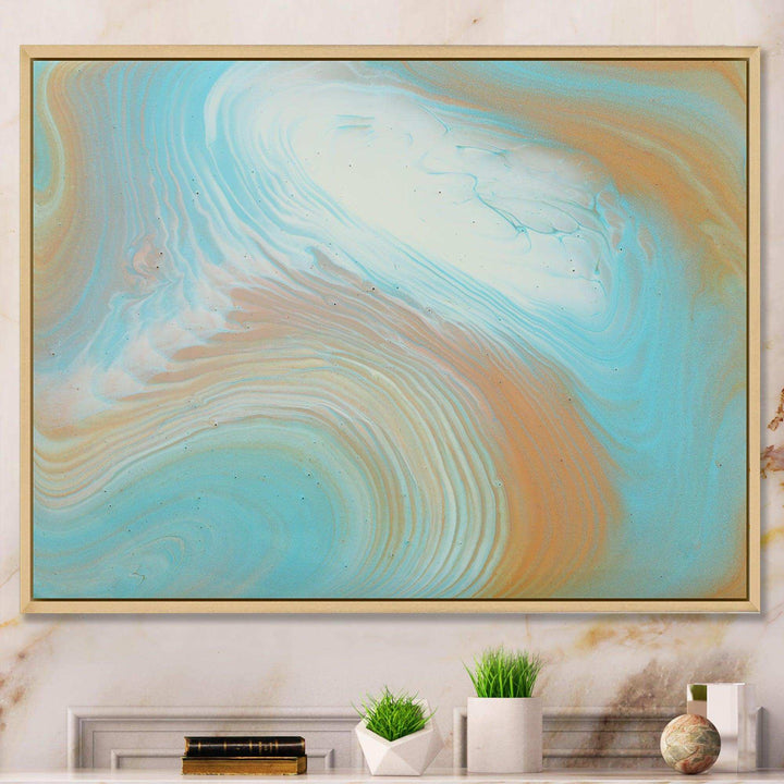 Turquoise Gold and Blue Marble - Bedroom Wall Art