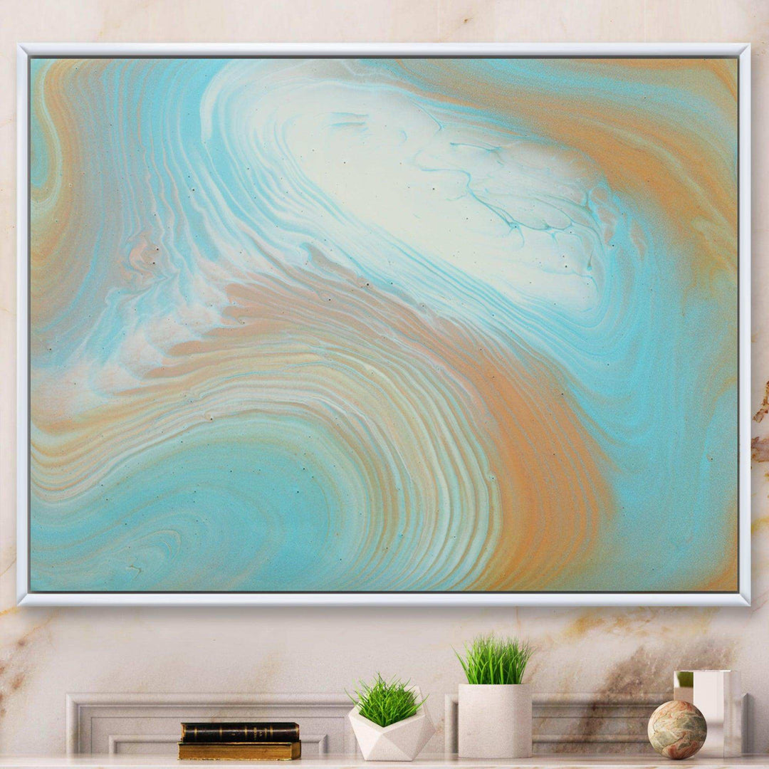 Turquoise Gold and Blue Marble - Bedroom Wall Art