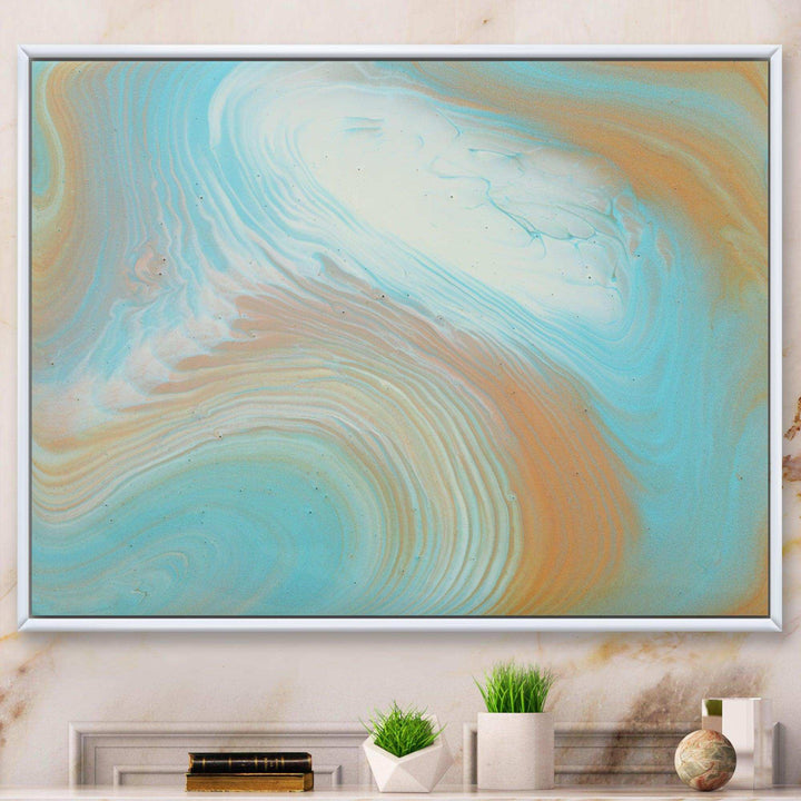 Turquoise Gold and Blue Marble - Bedroom Wall Art