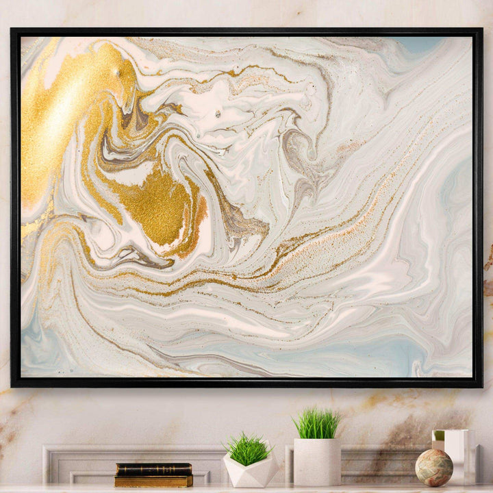 Pastel and Gold Glitter Marble - Canvas Wall Art