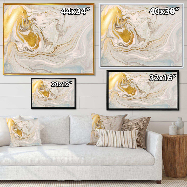 Pastel and Gold Glitter Marble - Canvas Wall Art