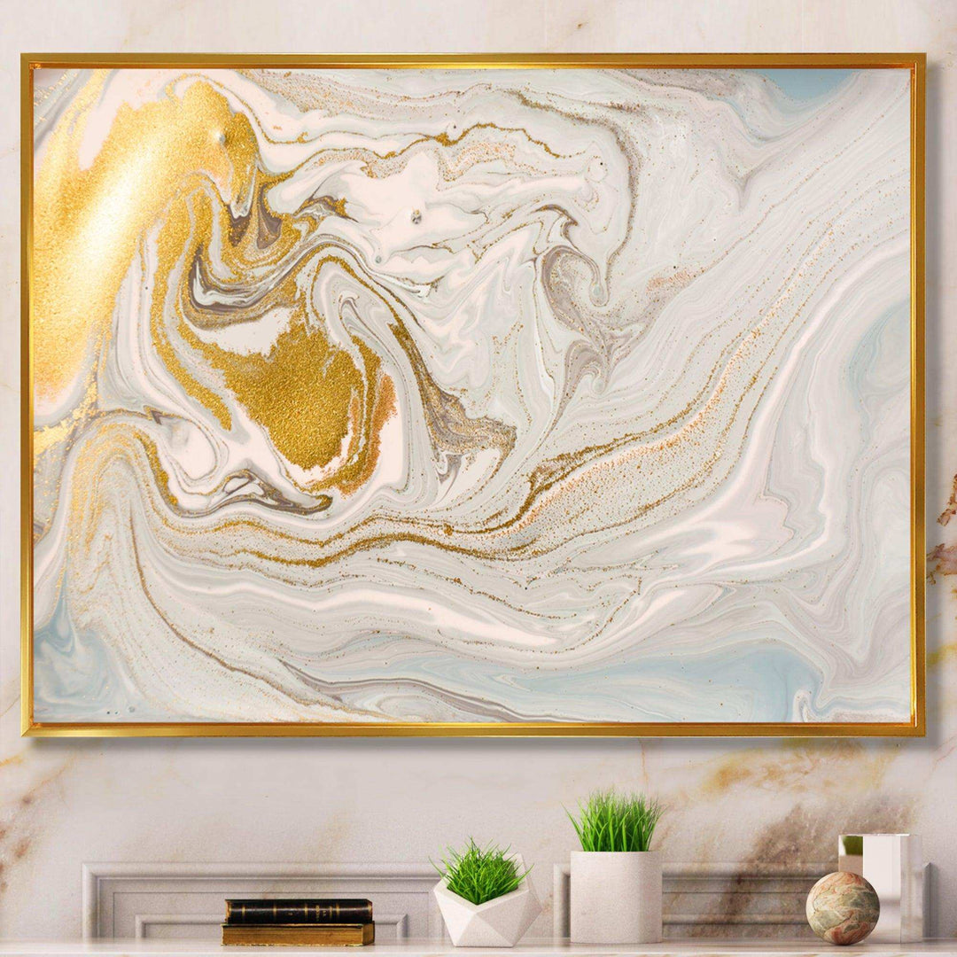 Pastel and Gold Glitter Marble - Canvas Wall Art