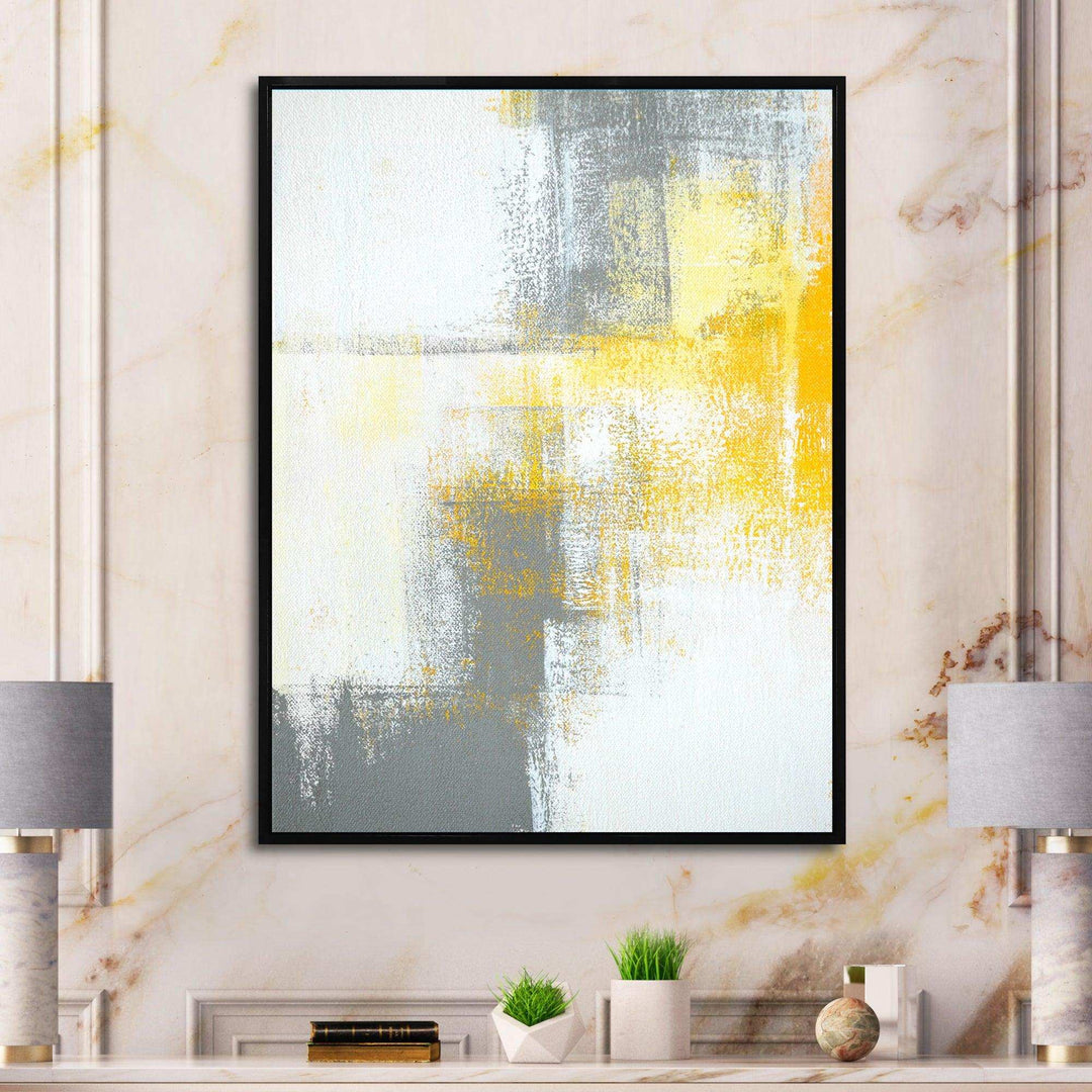 Grey and Yellow Blue Abstract XI - Canvas Wall Art