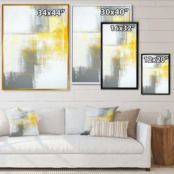 Grey and Yellow Blue Abstract XI - Canvas Wall Art