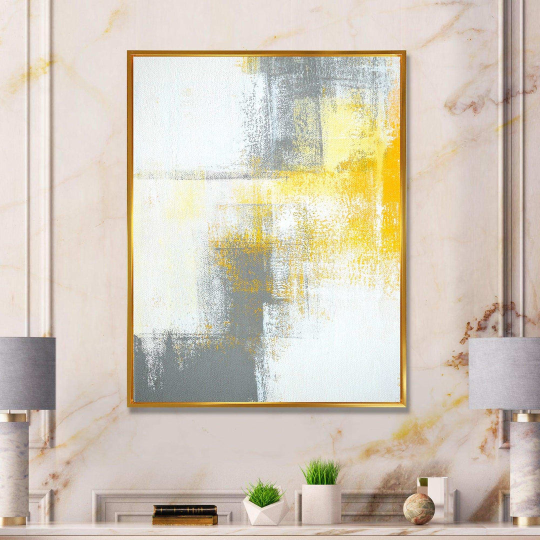 Grey and Yellow Blue Abstract XI - Canvas Wall Art