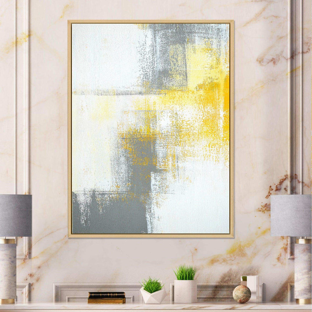 Grey and Yellow Blue Abstract XI - Canvas Wall Art