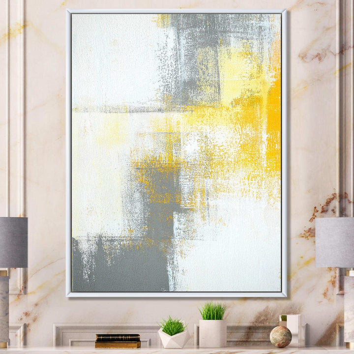 Grey and Yellow Blue Abstract XI - Canvas Wall Art