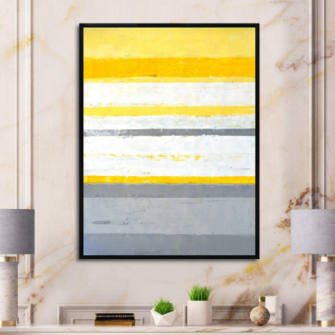 Grey and Yellow Blue Abstract XIII - Modern Living Room Wall Decor