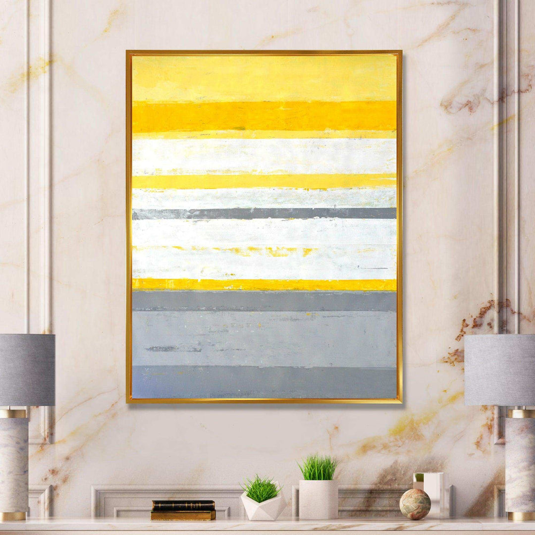 Grey and Yellow Blue Abstract XIII - Modern Living Room Wall Decor
