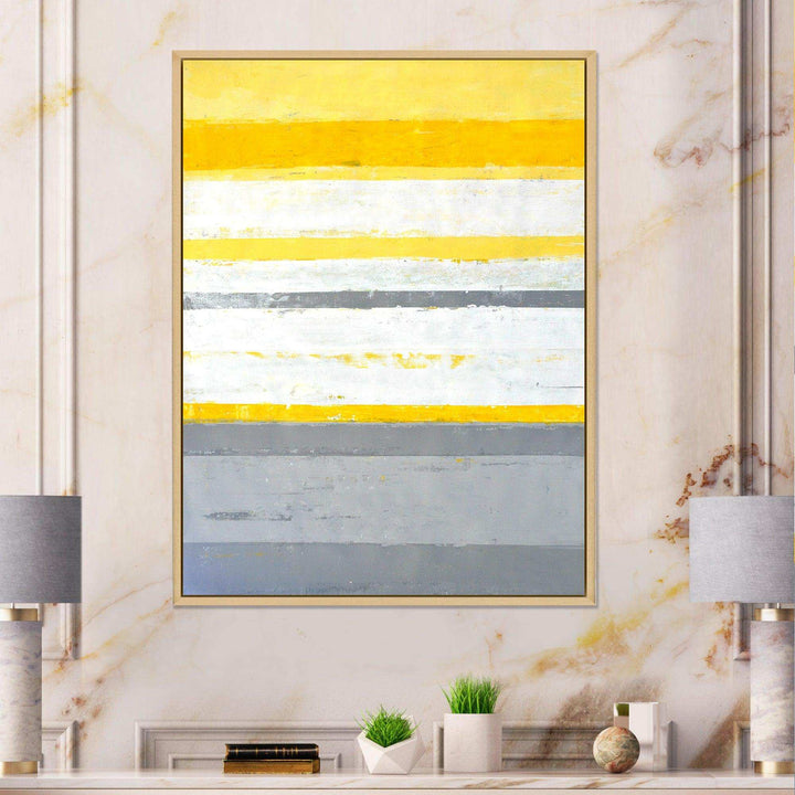 Grey and Yellow Blue Abstract XIII - Modern Living Room Wall Decor