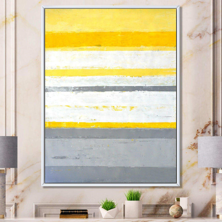 Grey and Yellow Blue Abstract XIII - Modern Living Room Wall Decor