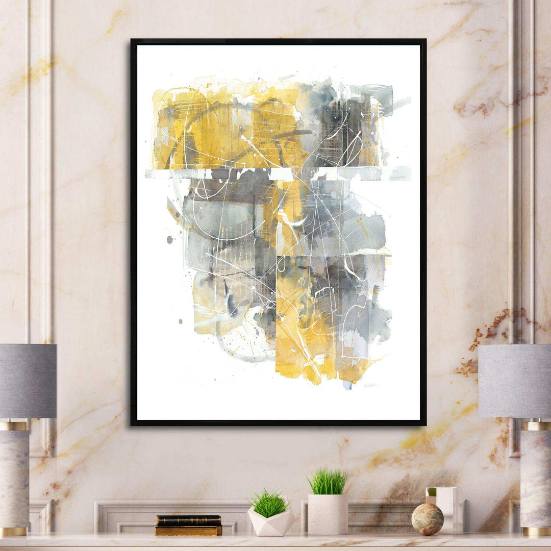 Moving In and Out of Traffic II Yellow Grey - Modern Wall Art Prints