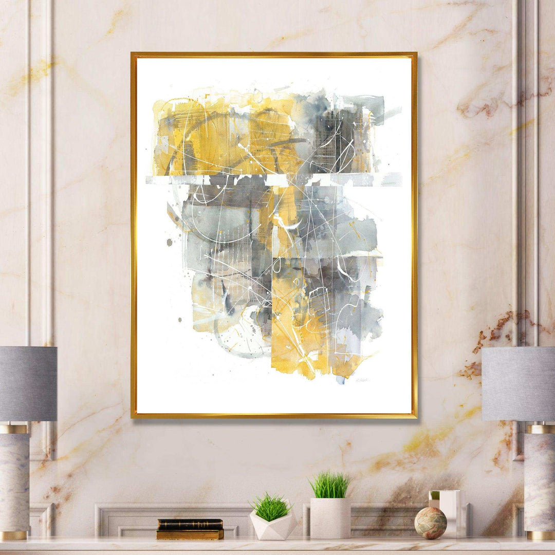 Moving In and Out of Traffic II Yellow Grey - Modern Wall Art Prints