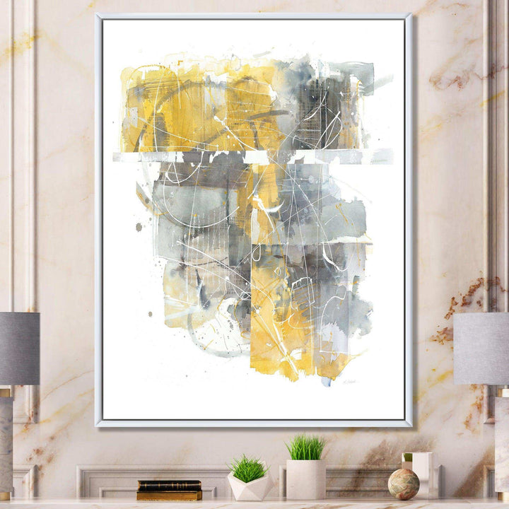 Moving In and Out of Traffic II Yellow Grey - Modern Wall Art Prints