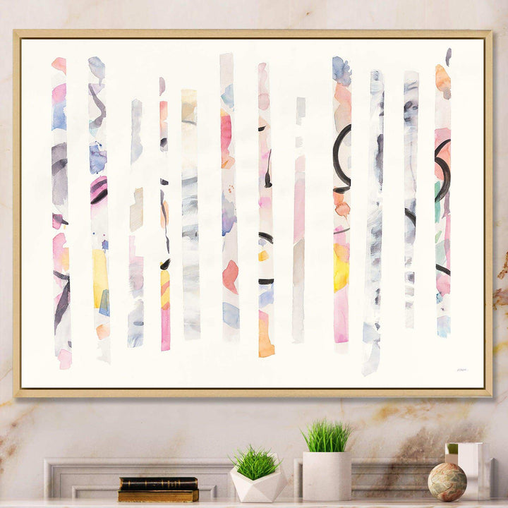 Multi-Color Geometric Bars - Modern Bedroom Wall Art