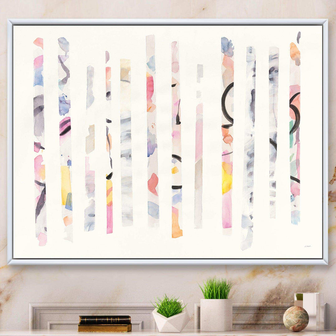 Multi-Color Geometric Bars - Modern Bedroom Wall Art