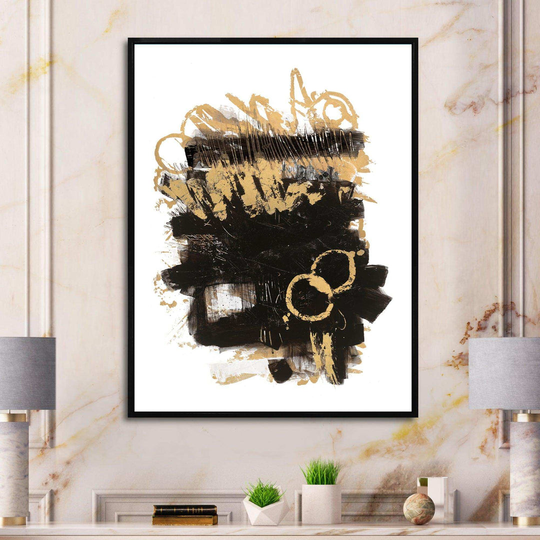 Gold and Black drift II - Modern Living Room Wall Decor