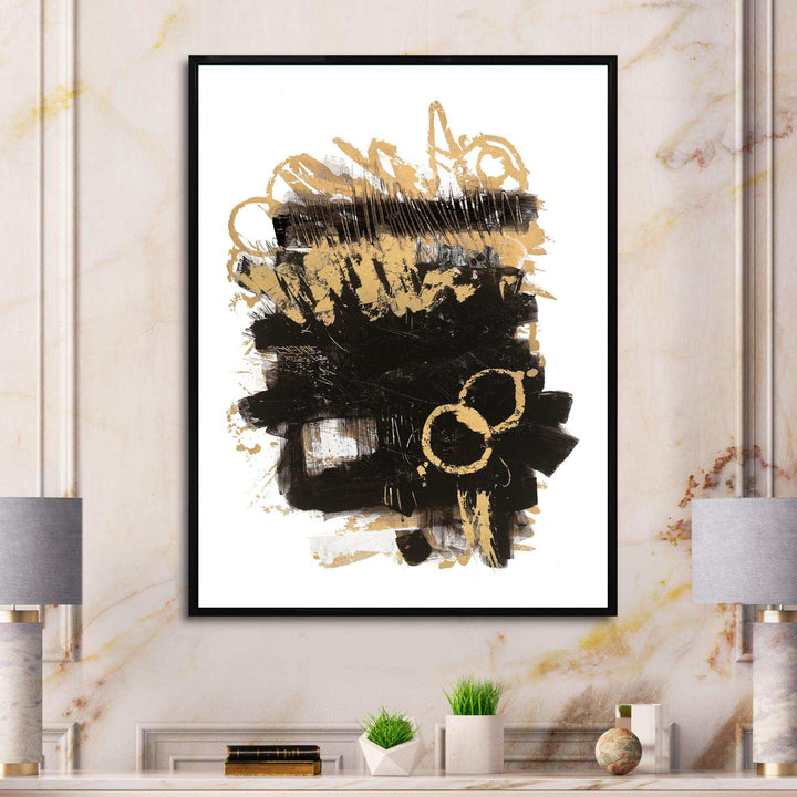Gold and Black drift II - Modern Living Room Wall Decor