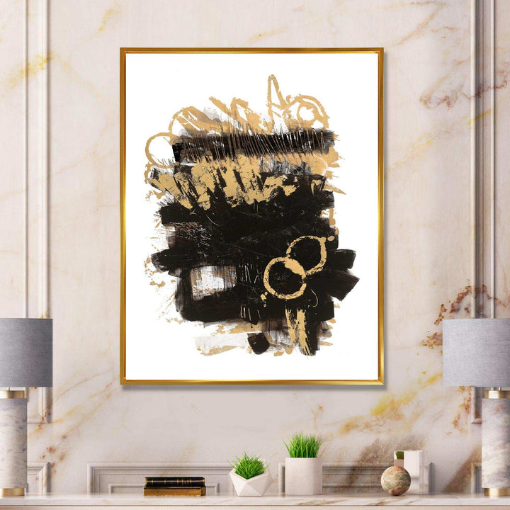 Gold and Black drift II - Modern Living Room Wall Decor