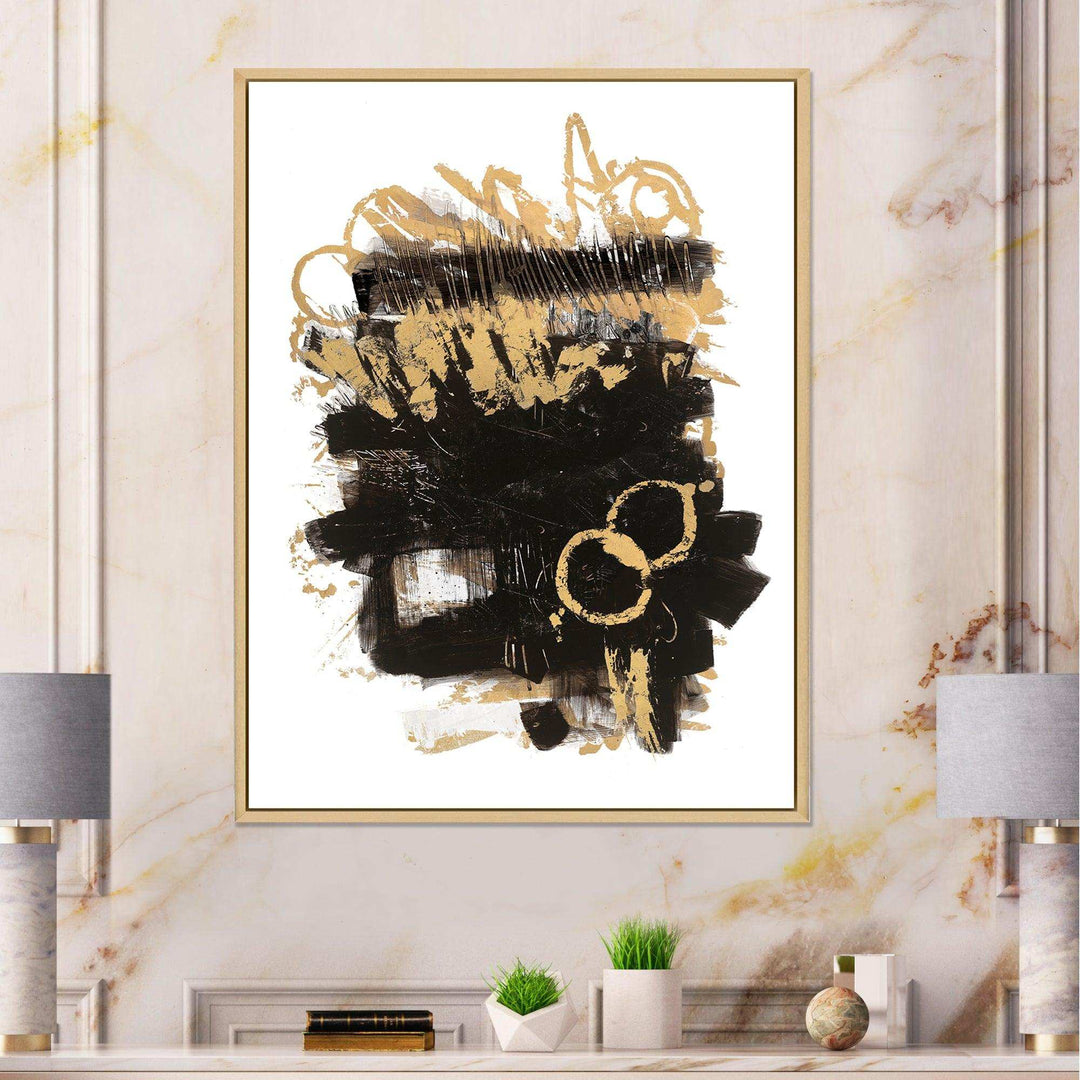 Gold and Black drift II - Modern Living Room Wall Decor