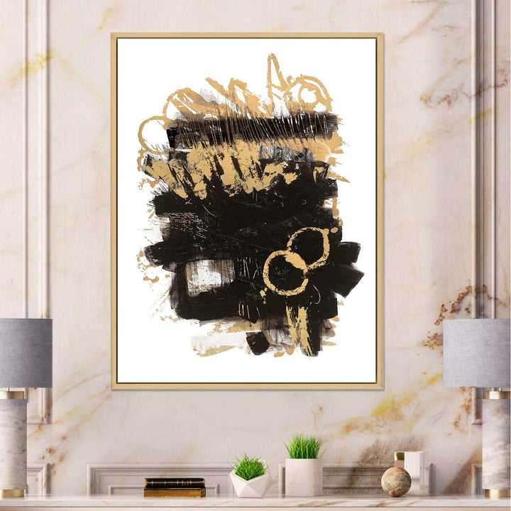 Gold and Black drift II - Modern Living Room Wall Decor