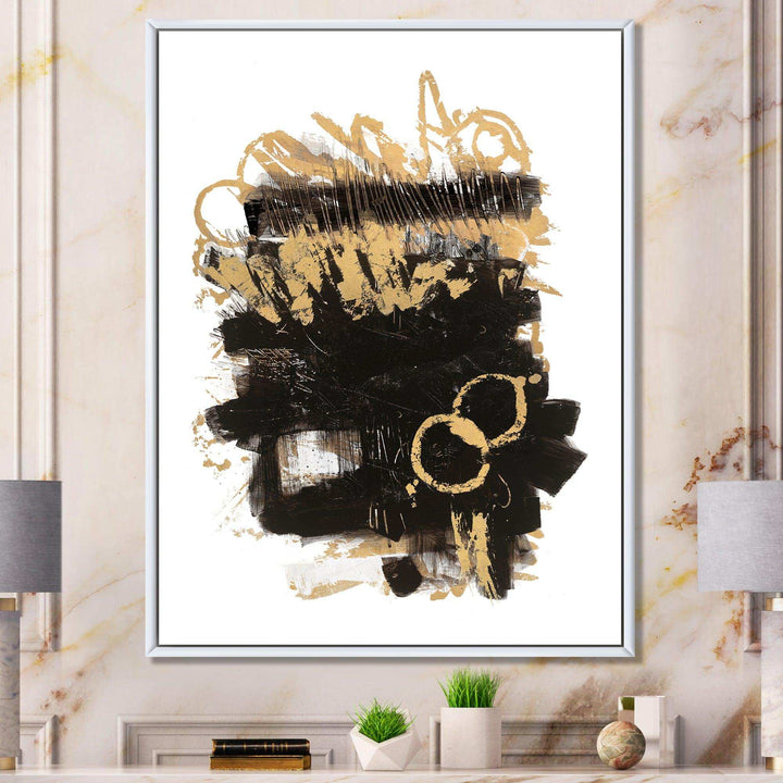 Gold and Black drift II - Modern Living Room Wall Decor