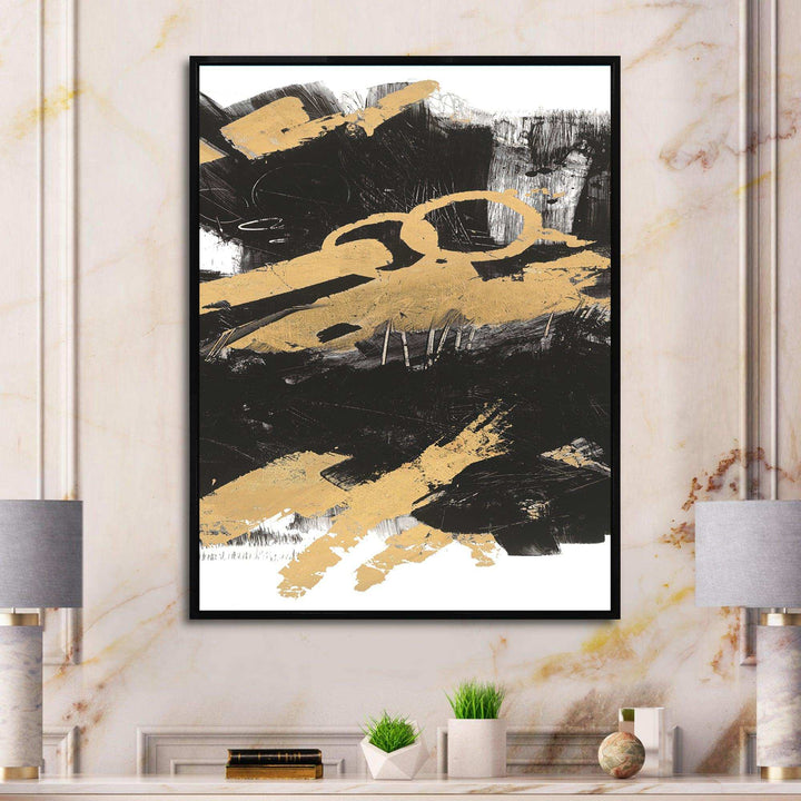 Gold and Black drift IV - Modern Living Room Wall Decor