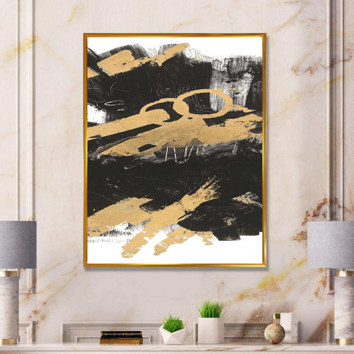 Gold and Black drift IV - Modern Living Room Wall Decor