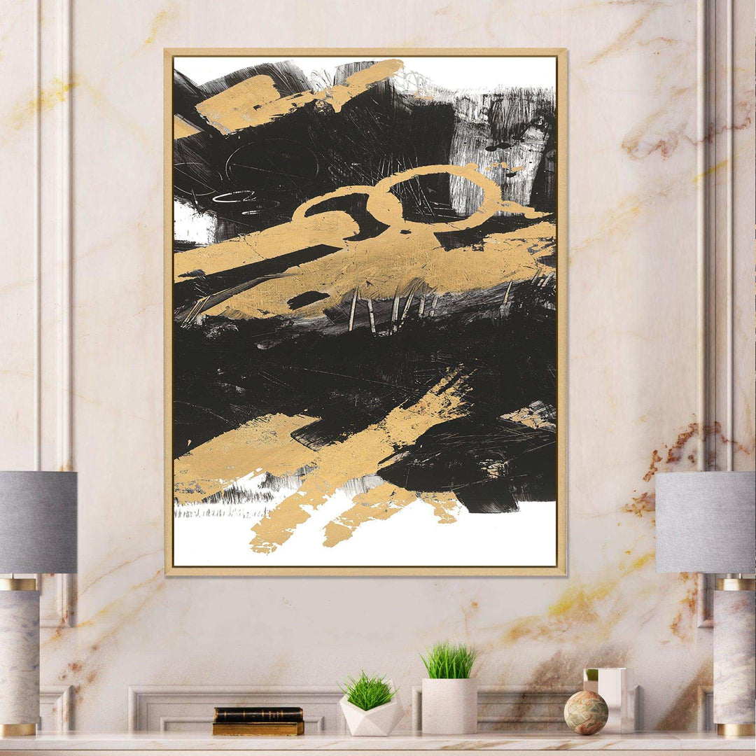 Gold and Black drift IV - Modern Living Room Wall Decor