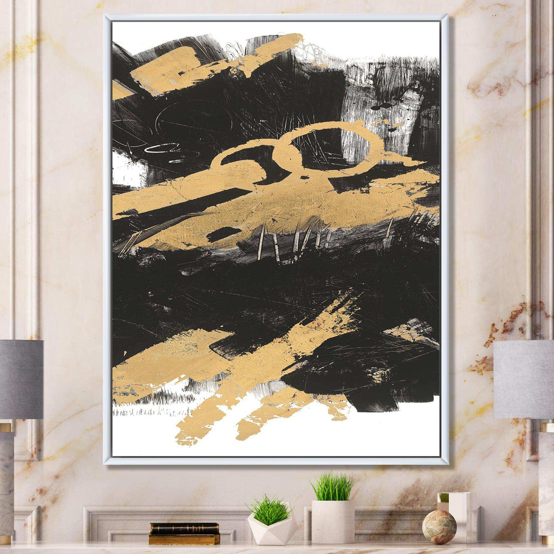 Gold and Black drift IV - Modern Living Room Wall Decor
