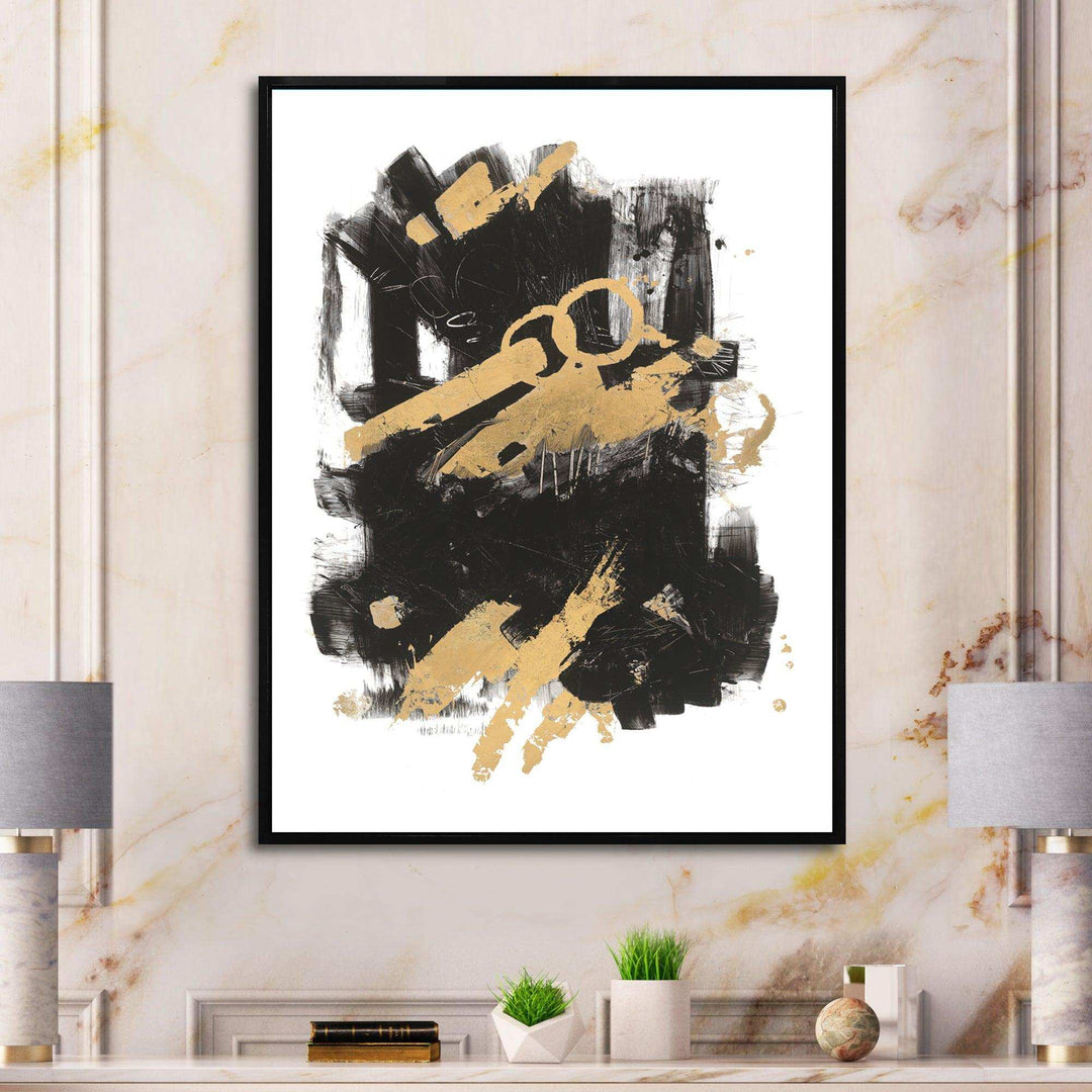 Gold and Black drift I - Modern Canvas Wall Art