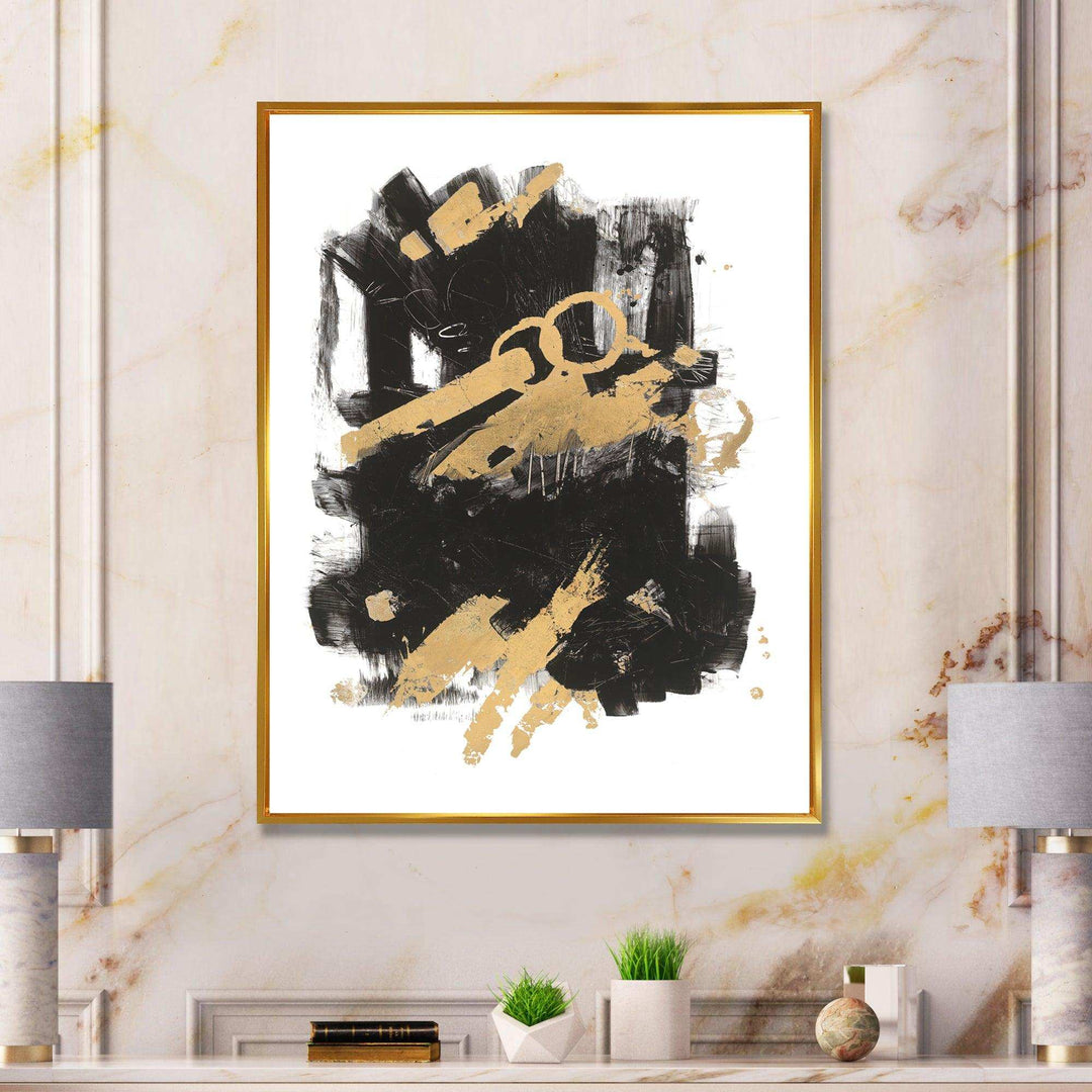 Gold and Black drift I - Modern Canvas Wall Art