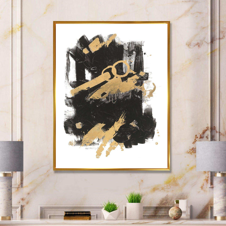 Gold and Black drift I - Modern Canvas Wall Art