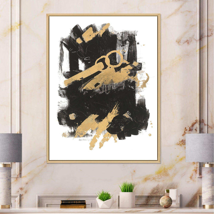 Gold and Black drift I - Modern Canvas Wall Art
