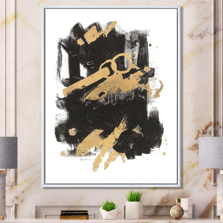 Gold and Black drift I - Modern Canvas Wall Art
