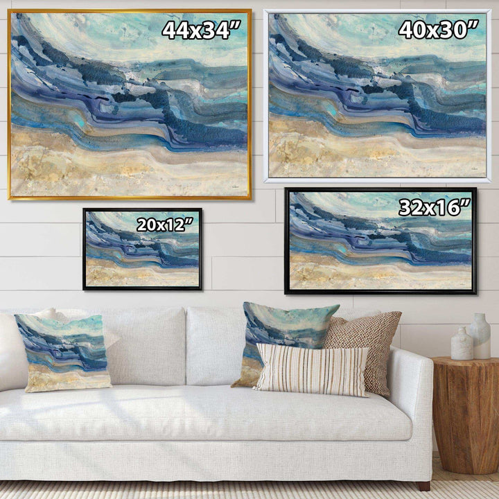 Coast Blue Sea Waves Watercolour - Nautical &amp; Coastal Canvas Wall Art