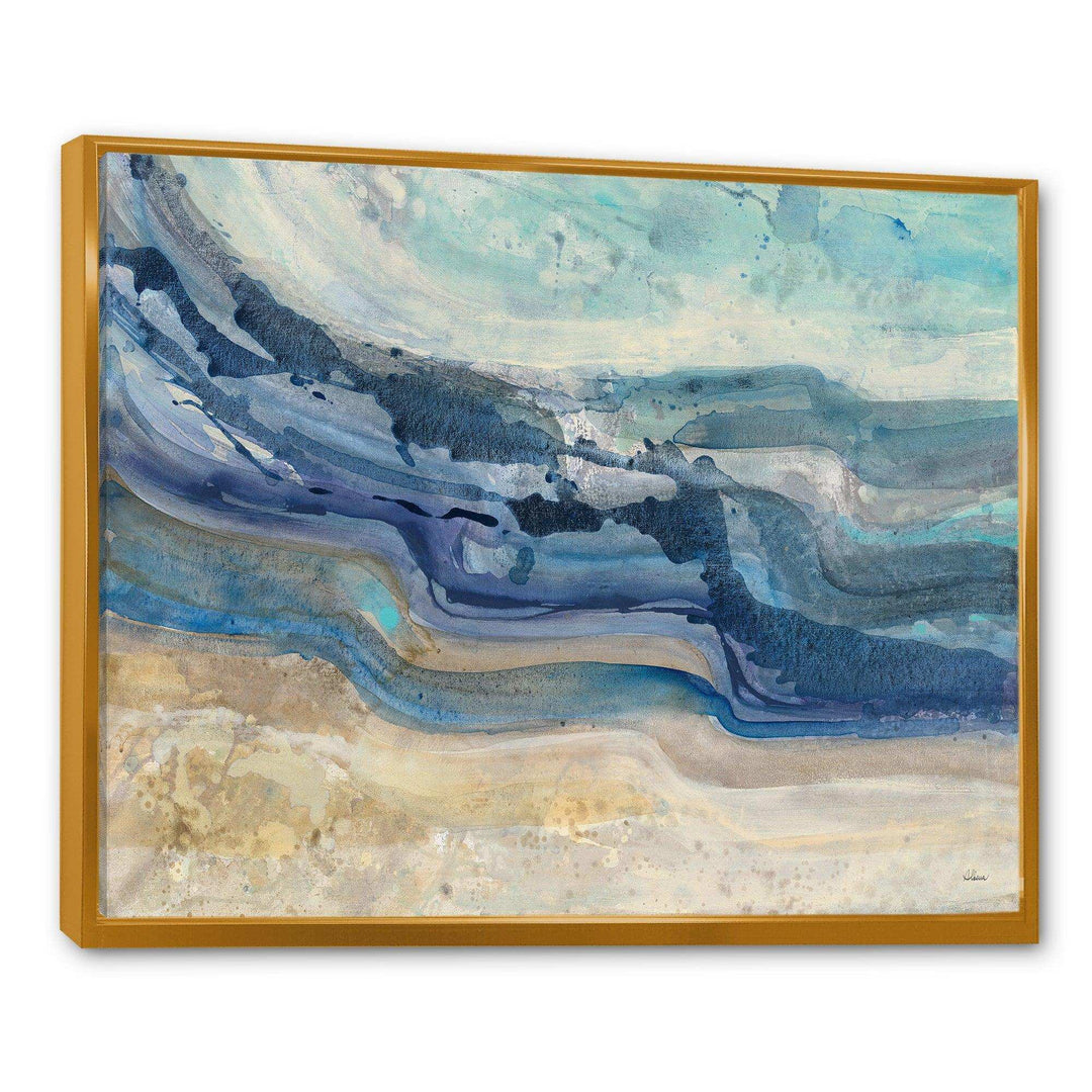 Coast Blue Sea Waves Watercolour - Nautical &amp; Coastal Canvas Wall Art